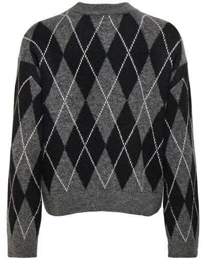JDY - JDYBianka Argyle Pullover Strik - Dark Grey Melange